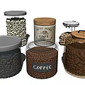 Ceramic Storage Jars For Kitchen With Coffee Beans And Sweet Home Cafe Labels 3d model