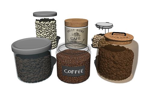 Modern glass bottle coffee beans 3d model