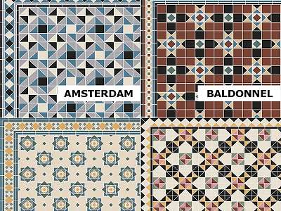 Decorative Tiles With Various Patterns Including Amsterdam And Baldonnel Designs 3d model