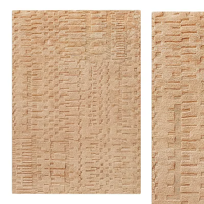 Light Beige Square Rug With Woven Geometric Pattern For Living Room Home Decor 3d model