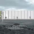 Elegant Modern Sales Office Building With White Exterior Arch Design And Glass Facade