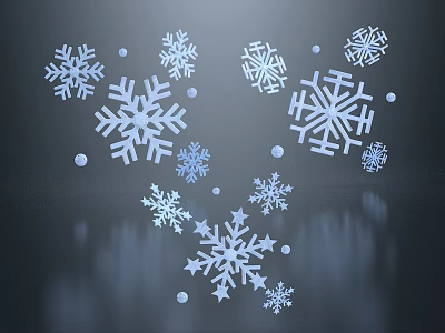 Festive Snowflake Ornaments For Winter Window Decoration With Various Sizes And Shiny Design 3d model