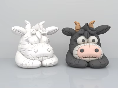 Cute Inflatable Cow Figures White And Black Cartoon Design For Decoration 3d model