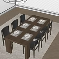 Dining table and chair combination 3d model