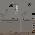 Modern Shoe Cabinet Design With Multi Layer Storage Shelves And Green Plants Decorations