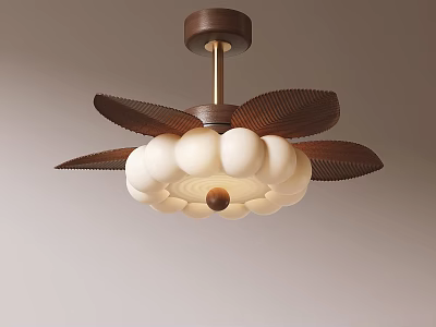 Modern Wooden Leaf Chandelier With White Spherical Shades And Brown Ceiling Base 3d model