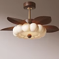 Modern Wooden Leaf Chandelier With White Spherical Shades And Brown Ceiling Base
