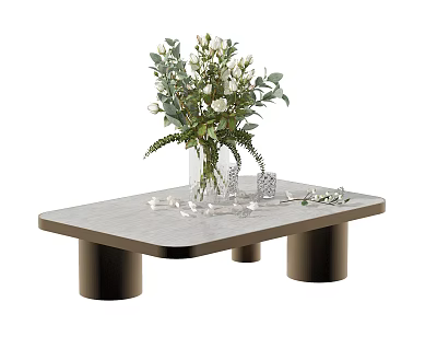 Modern coffee table vase floral art 3d model