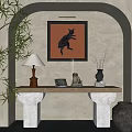 Antique Style Case New Chinese Style Entrance Case Solid Wood Case New Chinese Style Case End View Cabinet Antique Style Ornaments Combination 3d model