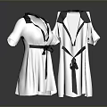 Men's White Shirt with Black Collar and Belt Design Details