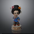 Traditional Chinese Opera Doll With Classical Blue Costume And Floral Hair Ornaments