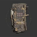 Rustic Stone Scene Component Featuring Iron Door Steps And Platform