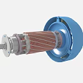 Blue Industrial Electric Motor with Cooling Fins Terminal Box and Lifting Ring