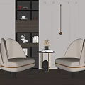 Elegant Modern Leisure Sofa Set With Curved Backrest Light Color Side Table And Decorative Cabinet