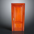 Solid Wood Brown Swing Door Featuring Natural Wood Grain and Golden Handle