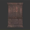 Classic Mahogany Cabinet With Double Doors And Three Drawers Design