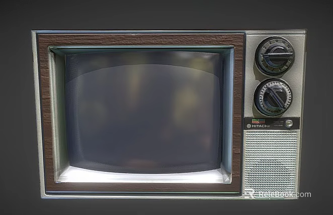 Vintage Television Set With Wooden Frame Knobs And Speaker Grille 3d model 