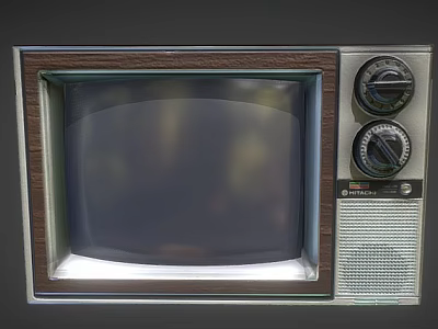 Vintage Television Set With Wooden Frame Knobs And Speaker Grille 3d model
