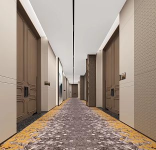 Modern style aisle corridor landscape corridor aisle corridor elevator aisle 3d model