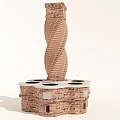 Spiral Brick Structure Design With Base Platform And Black Openings 3d model