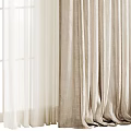 Double Layer Curtains With Sheer And Opaque Panels In Neutral Tones For Window Decoration
