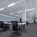 Modern Public Office Space With Desks Office Chairs Ceiling Lights And Open Layout 3d model