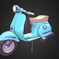 Vintage Light Blue Scooter Motorcycle with Tan Seat and Round Emblem