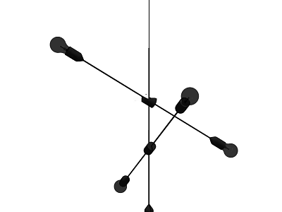 Modern Chandelier With Crossed Metal Rods And Multiple Black Bulbs 3d model