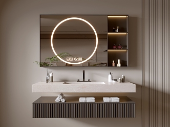 Modern Bathroom Cabinet Bathroom Counter Basin Bathroom Decoration Mirror Cabinet Sink 3d model