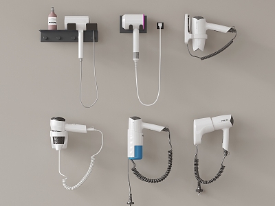 Hair dryer combination wall-mounted hair dryer household appliances 3d model