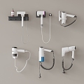 Hair dryer combination wall-mounted hair dryer household appliances 3d model