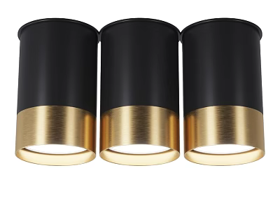 Three Modern Black and Gold Metal Ceiling Downlights for Decorative Lighting 3d model