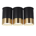 Three Modern Black and Gold Metal Ceiling Downlights for Decorative Lighting