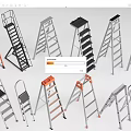 Modern folding ladder climbing ladder escalator 3d model