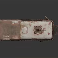 Rusty Old Utility Truck With Circular Roof Structure And Front Yellow Black Plow Blade