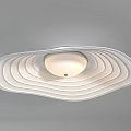 Modern Layered Wavy Ceiling Light Design With White Frame And Wooden Accents
