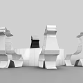 Black And White Animal Shaped Table Chair Set With Semicircular Structure Design