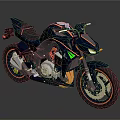 Deep Blue Sport Motorcycle With Orange Accents Green Details And Streamlined Design