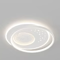 Modern White Rectangular Ceiling Light With Illuminated Moon And Stars Design 3d model