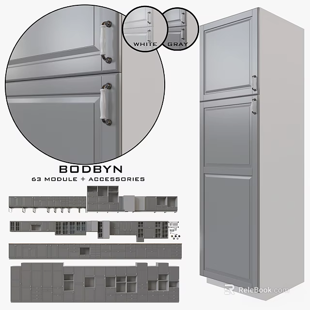 Modern Cabinet Module Design With 43 Accessories And Functional Components 3d model