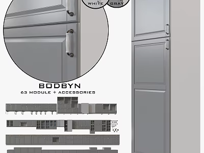 Modern Cabinet Module Design With 43 Accessories And Functional Components 3d model