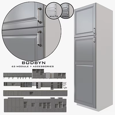 Modern Cabinet Module Design With 43 Accessories And Functional Components 3d model