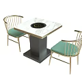 Modern Dining Table Set With Round Square Tables Mint Green Chairs And Booth Seating 3d model