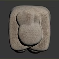 Minimalist Stone Sculpture Carving Of Abstract Crouched Human Figure With Rounded Lines