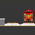 Red Model Train Locomotive On Orange Track With Detailed Platform Base