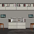 Modern White Desk Interior With Two Laptops Orange Chairs And White Bookshelves