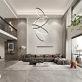 Modern Dining Room Interior With Dining Table Chairs Chandelier Green Plant And Decorative Painting