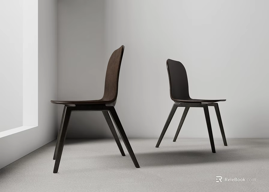 Sleek Modern Dining Chairs With High Back Design And Wooden Slim Legs For Contemporary Home Interior 3d model 