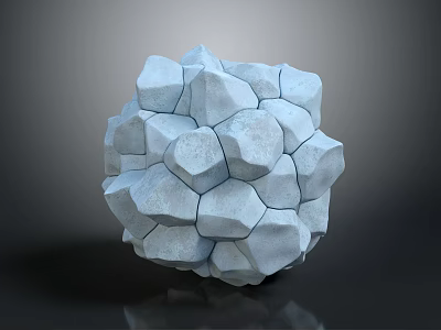 Gray Stone Mosaic Sphere Sculpture With Irregular Geometric Block Texture 3d model