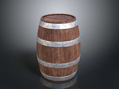 Classic Wooden Barrel With Rustic Wood Construction And Metal Hoops 3d model